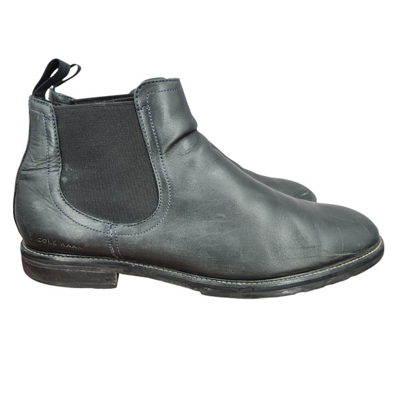 Cole Haan Chelsea Boots Mens 11.5 M Berkshire Lug Black Leather Pull On Ankle - Picture 1 of 14